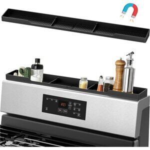 Stove Top Shelf 30 Inch Silicone Material Magnetic Shelf for Stove 3 Partitions
